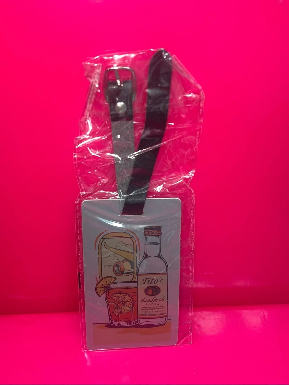 Handmade Vodka Silver Luggage Tag & Bottle Opener Keychain Set